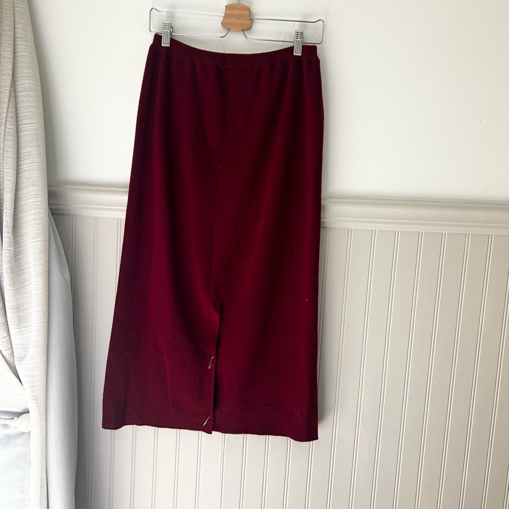 Vintage Jessica Holbrook Small Merino Wool Blend Wine Midi Skirt - Picture 6 of 6